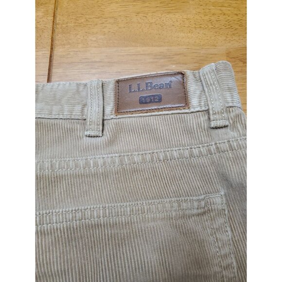 LL Bean Pants Mens 36x29 Tan Corduroy Standard Fit Wide Leg Outdoors Winter Warm - Picture 7 of 10